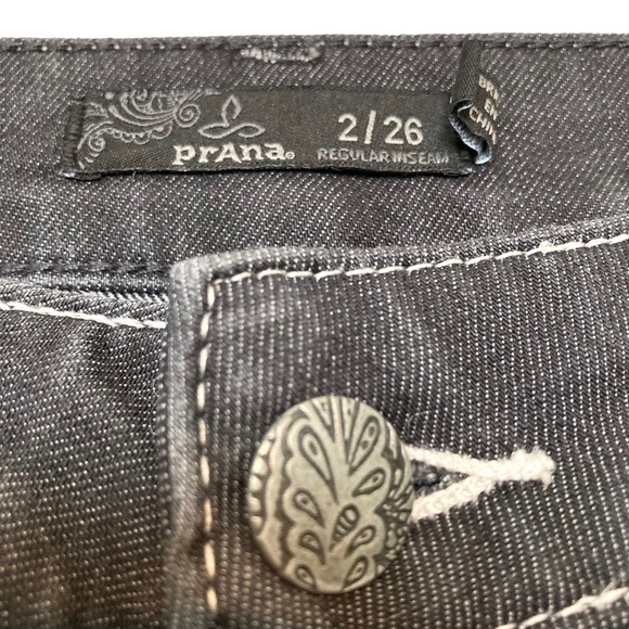 PRANA Kayla Jeans Black Wash White Contrast Stitch Stretch Skinny Slim - Picture 9 of 14